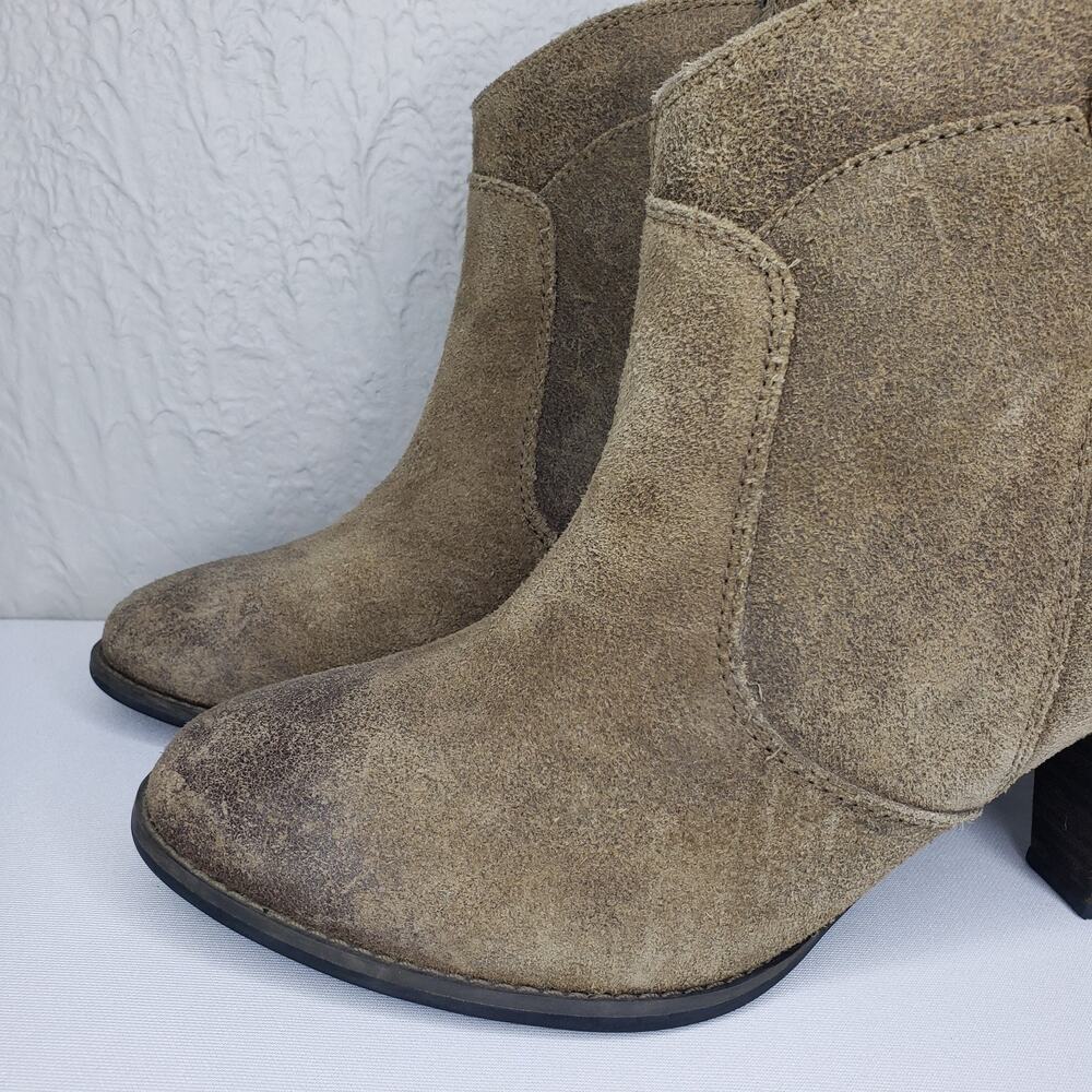 Clarks Indigo Womens Sz. 10.5 Distressed Brown Leather Western Ankle Boots Heels - Picture 8 of 14